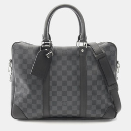 Louis Vuitton Porte Document Voyage Black Damier Graphite Coated Canvas Briefcase Bag 1205563