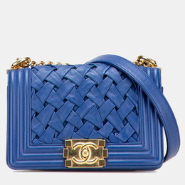 Chanel Boy Blue Leather Crossbody Shoulder Bag 1205578