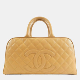 Chanel CC Beige Grained Leather Boston Bag 1205552