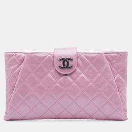 Chanel Pink Quilted Glazed Calfskin Coco Pleats Clutch 1205331