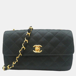 Chanel Matelasse Chain Black Satin Shoulder Bag 1205531