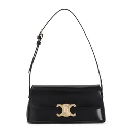 Celine-Black Diane Calfskin Shoulder Bag-Donna 52478365729108