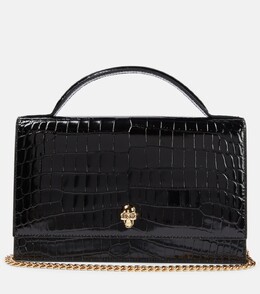 Кожаная сумка через плечо Skull среднего размера Alexander McQueen, черный p00758526 | black