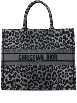 Christian Dior 2021 Mizza Large Embroidered Canvas Leopard Book tote bag 31906213