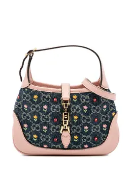 Gucci 2016-2025 Limited Edition Mini GG Embroidered Denim Floral Jackie 1961 crossbody bag 31903240