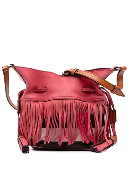 Burberry 2000-2017 Small Mega Check Canvas and Suede Fringe Belgrove bucket bag 31905193