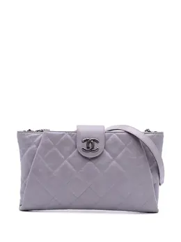 Chanel 2014-2015 Quilted Glazed Calfskin Coco Pleats Chain Clutch crossbody bag 31904827