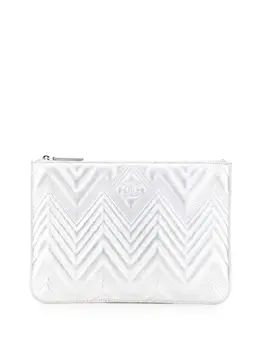Chanel 2016-2017 Medium Metallic Chevron Calfskin O Case clutch bag 31903802