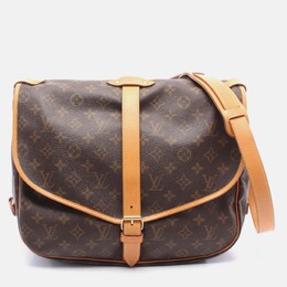 Louis Vuitton Saumur 35 Shoulder Bag Monogram Canvas Leather Brown 1206271