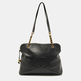 Chanel Black Leather CC Dome Satchel 1205857