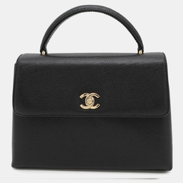 Chanel CC Logo Black Caviar Leather Top Handle Bag 1205983