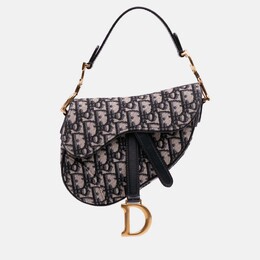 Christian Dior Navy Blue Mini Oblique Canvas Saddle Bag 1205860