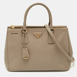 Prada Grey Saffiano Leather Medium Galleria Double Zip Tote 1205502