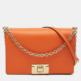 Furla Orange Leather Mimi Flap Crossbody Bag 1205283