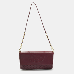 Tory Burch Burgundy Leather Alexa Chain Flap Clutch 1205493