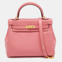 Hermes Rose Azalee Swift Leather Gold Finish Kelly Retourne 25 Bag 1205336