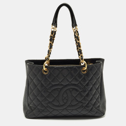 Chanel Black Quilted Caviar Leather GST Grand Shopping Tote 1205298