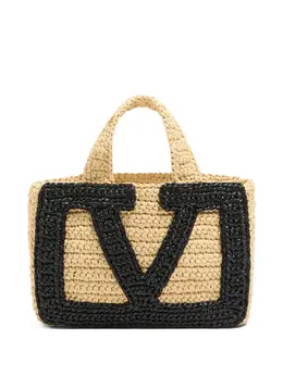 Valentino Garavani small Viva Superstar raffia tote bag 29463772