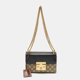Gucci Tricolor GG Supreme Canvas and Leather Small Padlock Shoulder Bag 1206429