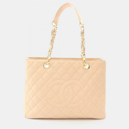 Chanel Matelasse Grand Shopping Gst Chain Tote Bag A50995 Leather Beige Ghw 1206191