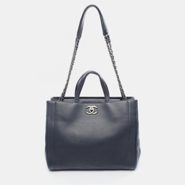 Chanel Navy Caviar Leather Shopping Tote Bag 1206179