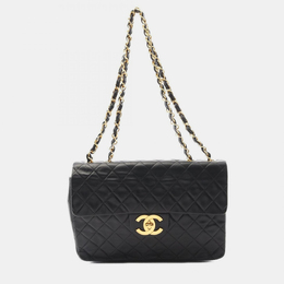 Chanel Jumbo Matelasse 34 Chain Shoulder Bag Lambskin Black 1206196