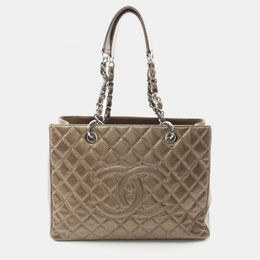 Chanel Matelasse Grand Shopping Tote Gst Bag A50995 Calfskin Gold Shw 1206188