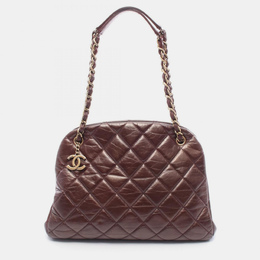 Chanel Mademoiselle Bowling Chain Shoulder Bag Leather Bordeaux Ghw 1206174