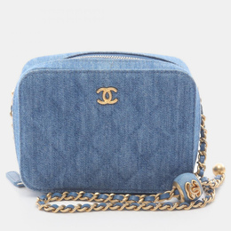 Chanel Matelasse Chain Shoulder Bag Denim Blue Ghw 1206198