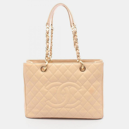 Chanel Matelasse Grand Shopping Gst Tote Bag A50995 Leather Beige Ghw 1206177