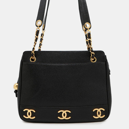 Chanel CC Black Caviar Leather Tote Bag 1205968