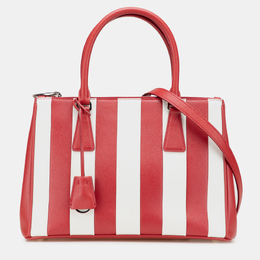 Prada Red Small Bicolor Saffiano Galleria Double Zip Satchel 1205931