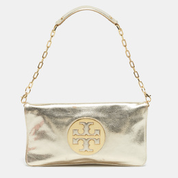 Tory Burch Gold Leather Reva Chain Clutch 1205797