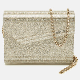 Jimmy Choo Metallic Glitter Acrylic and Leather Candy Chain Clutch 1205762
