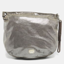 Jimmy Choo Silver Iridescent Leather Large Sky Bangle Hobo 1205848