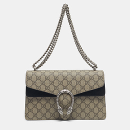 Gucci Beige/Black GG Supreme Canvas and Suede Small Dionysus Shoulder Bag 1205767