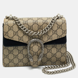 Gucci Beige/Black GG Supreme Canvas and Suede Small Dionysus Shoulder Bag 1205484