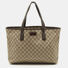 Gucci Brown/Beige GG Supreme Canvas Zip Shopper Tote 1204984