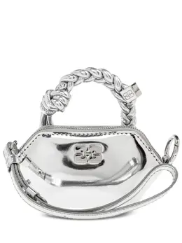Ganni braided-handle metallic-effect pouch bag charm 31758621
