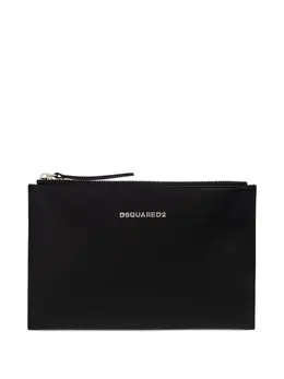 Dsquared2 logo-plaque zip clutch bag 31640814