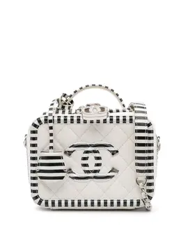 Chanel 2019 Small Caviar Striped CC Filigree Case vanity bag 31935177