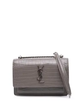 Saint Laurent 2017 Croc Embossed Leather Monogram Sunset Chain Wallet crossbody bag 31935201