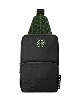 Philipp Plein monogram-pattern crocodile-effect crossbody bag 30979199