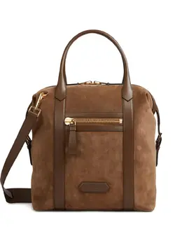 Tom Ford logo-patch suede tote bag 31907235