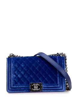 Chanel 2015-2016 Old Medium Quilted Velvet Boy Flap crossbody bag 31927559