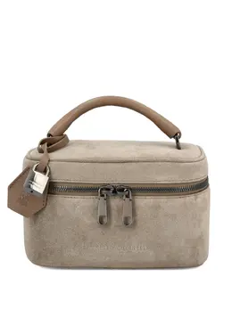 Brunello Cucinelli suede-leather padlock makeup bag 31917448