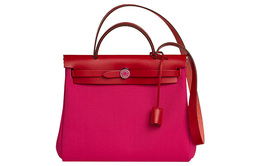 Hermes Сумка-кошелек Herbag Zip из коровьей кожи, лоскутное полотно, сумка через плечо, обычная женская, мексиканско-розовая/красная чили h079093ckac