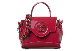 Versace Сумка через плечо La Medusa из лакированной коровьей кожи, женская, бордового цвета, небольшого размера dbfi040-1a02212-1lb9v