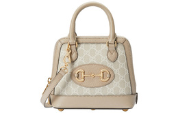Gucci Сумка Horsebit 1955 года из холста с кожаной вставкой, сумка-седло, сумка через плечо, мини-сумка для женщин, цвет эбеновое дерево/бежевый 677212-uulag-9682