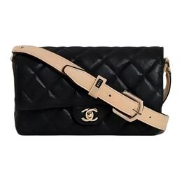 Chanel Сумка через плечо из телячьей кожи в стиле пэчворк с золотым металлом, обычная женская, черная as2272-b04893-94305